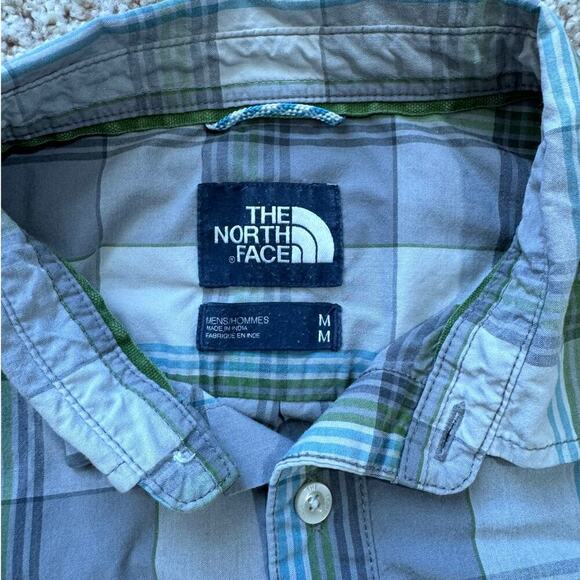 The North Face Mens shirt, size medium. Lightweight, Tan & Green Plaid Design - Picture 6 of 7